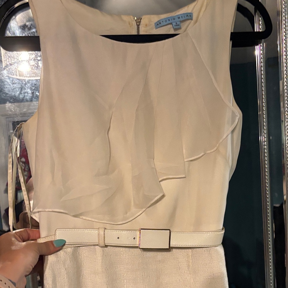 ANTONIO MELANI Cream Mini Dress with Belt